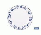 VAJILLA DE PORCELANA CON DETALLE FLORAL AZUL ESMALTADO DE FORMA IRREGULAR 18 PIEZAS