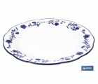 VAJILLA DE PORCELANA CON DETALLE FLORAL AZUL ESMALTADO DE FORMA IRREGULAR 18 PIEZAS