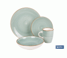 Vajilla de cerámica verde agua pintada a mano | Set de 16 piezas | Apta para lavavajillas, microondas y horno