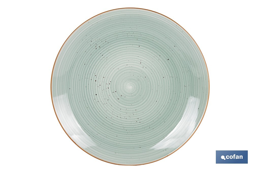 VAJILLA DE CERAMICA PINTADA A MANO VERDE AGUA ESMALTADO CON BORDE VINTAGE 16 PIEZAS