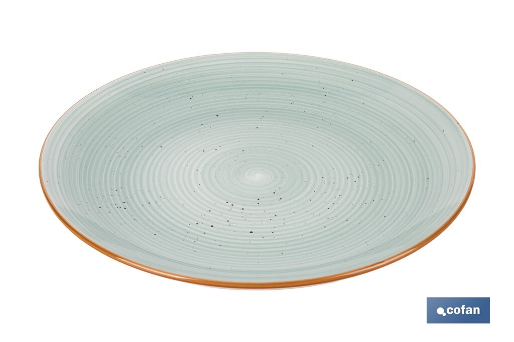 VAJILLA DE CERAMICA PINTADA A MANO VERDE AGUA ESMALTADO CON BORDE VINTAGE 16 PIEZAS