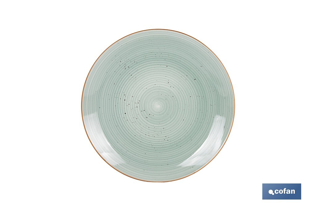 VAJILLA DE CERAMICA PINTADA A MANO VERDE AGUA ESMALTADO CON BORDE VINTAGE 16 PIEZAS