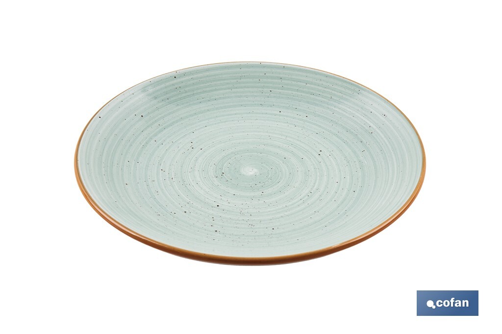 VAJILLA DE CERAMICA PINTADA A MANO VERDE AGUA ESMALTADO CON BORDE VINTAGE 16 PIEZAS