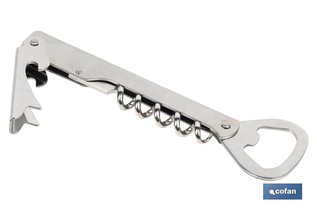 SACACORCHOS CON ABRIDOR  ACERO INOXIDABLE 14 CM