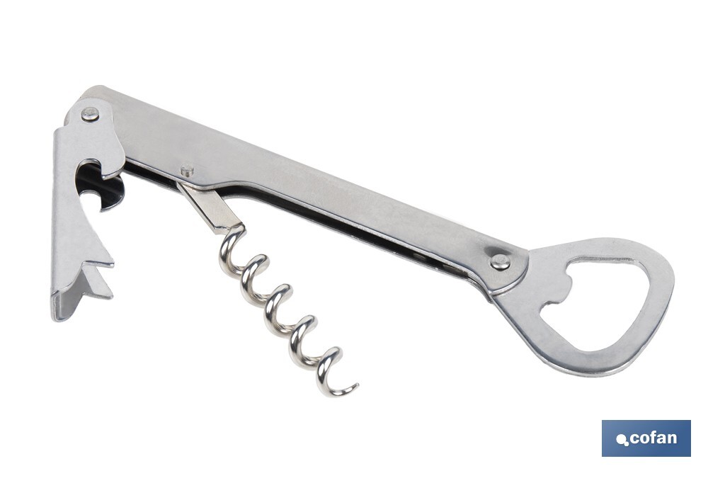 SACACORCHOS CON ABRIDOR  ACERO INOXIDABLE 14 CM