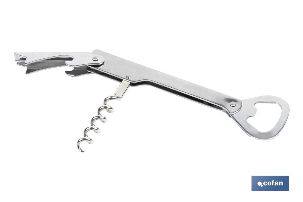 SACACORCHOS CON ABRIDOR  ACERO INOXIDABLE 14 CM