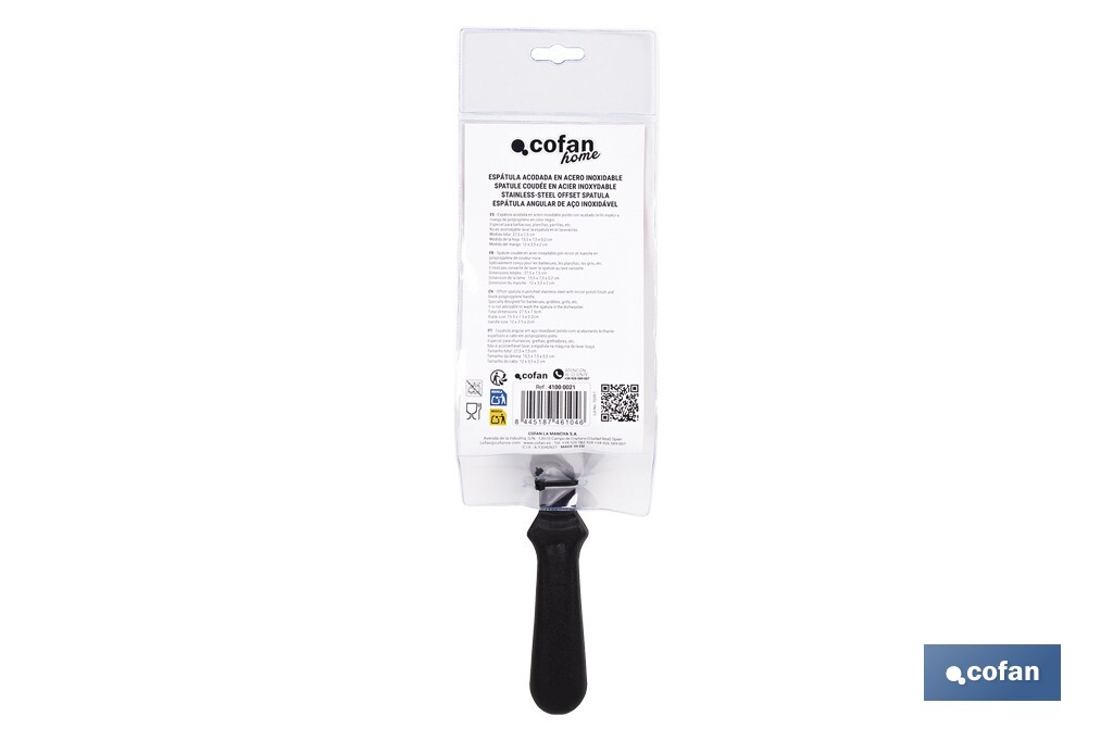 ESPÁTULA ACODADA INOXIDABLE PARA BARBACOA 27,5 X 7,5 CM