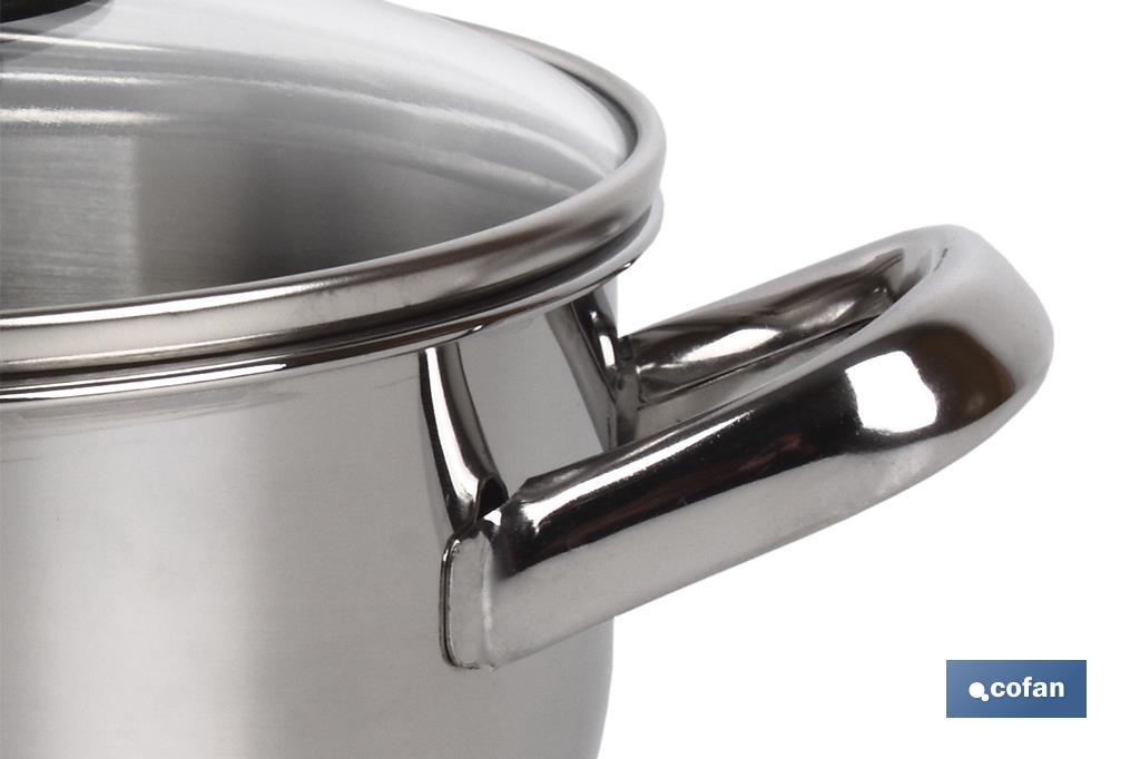 CACEROLA INOX INDUC. 1.3L MODELO POLENTA T/ VIDRIO Ø160 MM