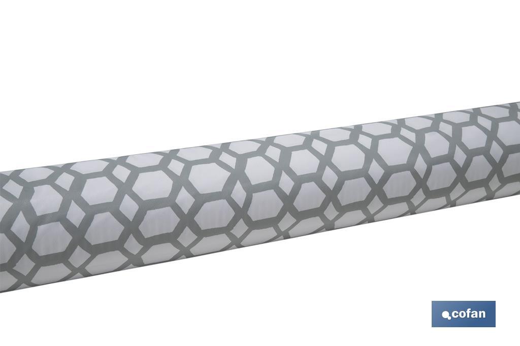 ROLLO MANTEL ANTIMANCHAS 1,40 x 25m 50% ALG/50% PVC. HEXAGONOS