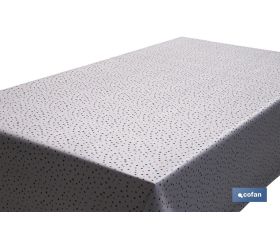 Rollo de mantel antimanchas de estampado digital con diseño con puntos | 50 % algodón y 50 % PVC | Medidas: 1,40 x 25 m