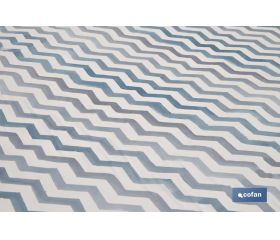 Rollo de mantel antimanchas con estampado digital de diseño con rayas | 50 % algodón y 50 % PVC | Medidas: 1,40 x 25 m
