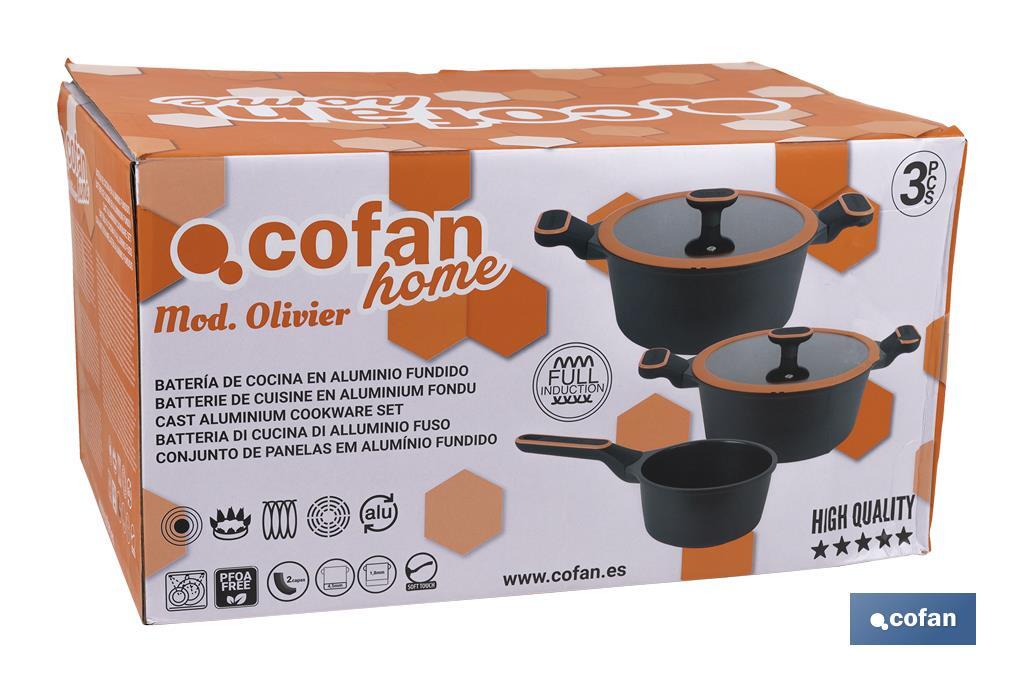 BATERIA COCINA 3 PIEZAS FULL INDUCTION ALUMINIO FUNDIDO OLIVIER