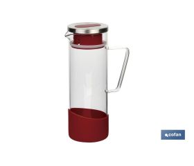 Jarra de cristal borosilicato | Capacidad 1300 ml | Varios Colores | Medidas 27,5 x 16,5 cm ø 10 cm