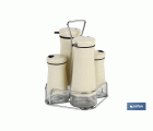 Set de aceiteras de 4 piezas Modelo Aloreña | Capacidad 2 piezas de 230 ml y 2 piezas 120 ml | Color beige