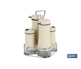 Set de aceiteras de 4 piezas Modelo Aloreña | Capacidad 2 piezas de 230 ml y 2 piezas 120 ml | Color beige