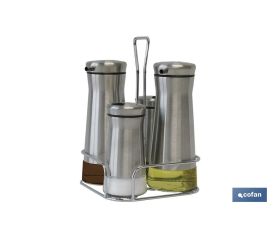 Set de aceiteras de 4 piezas Moddelo Picual | Capacidad 2 pcs de 230 ml y 2 pcs 120 ml | Acero Inoxidable