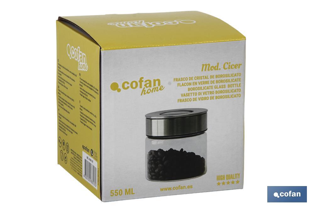 FRASCO BOROSILICATO+ACERO MODELO CICER 400 ML 9.6 X 10 CM