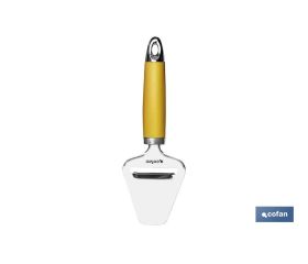 Paleta Corta Quesos Modelo Sena | Fabricado en Acero Inox con Mango ABS | Color Amarillo | Medida 22 cm