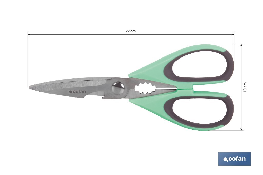 TIJERAS VERDES DE ACERO INOX. MODELO SENA 22 CM