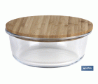 SET DE 2 RECIPIENTES DE BOROSILICATO CON TAPA DE BAMBÚ MODELO PANDA 620 ML - 950 ML