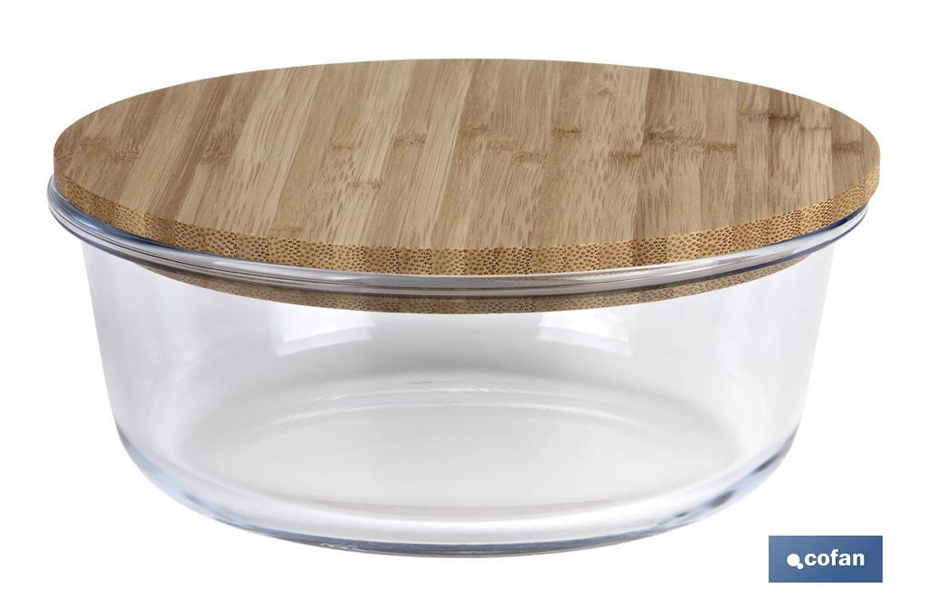 SET DE 2 RECIPIENTES DE BOROSILICATO CON TAPA DE BAMBÚ MODELO PANDA 620 ML - 950 ML