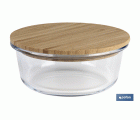 SET DE 2 RECIPIENTES DE BOROSILICATO CON TAPA DE BAMBÚ MODELO PANDA 620 ML - 950 ML