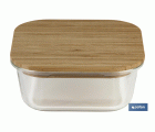 SET DE 2 RECIPIENTES DE BOROSILICATO CON TAPA DE BAMBÚ MODELO PANDA 520 ML - 800 ML