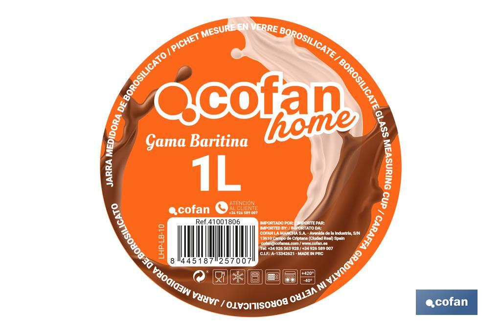 JARRA MEDIDORA DE VIDRIO BOROSILICATO 1 L MODELO BARITINA