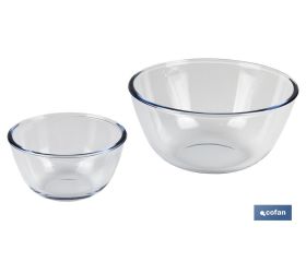 Set de 2 Ensaladeras redondas de borosilicato Modelo Baritina I Capacidad: 800 ml - 2700 ml | Dos boles con diferentes medidas