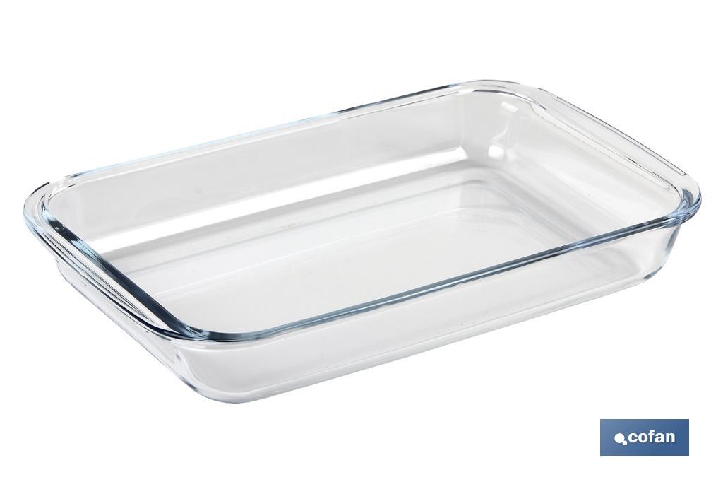 SET DE 3 FUENTES RECTANGULARES DE VIDRIO BOROSILICATO MODELO BARITINA 1600ML-2200ML-3000ML