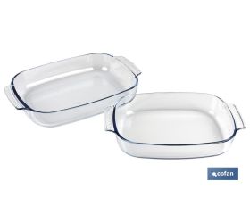 Set de 2 fuentes ovaladas Modelo Baritina | Fabricadas en vidrio borosilicato I Capacidad 2700 ml - 3800 ml
