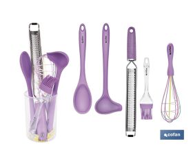 Set de 6 utensilios morados de la gama Vergini