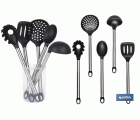 Set de 6 utensilios negros para cocina de la gama Neige