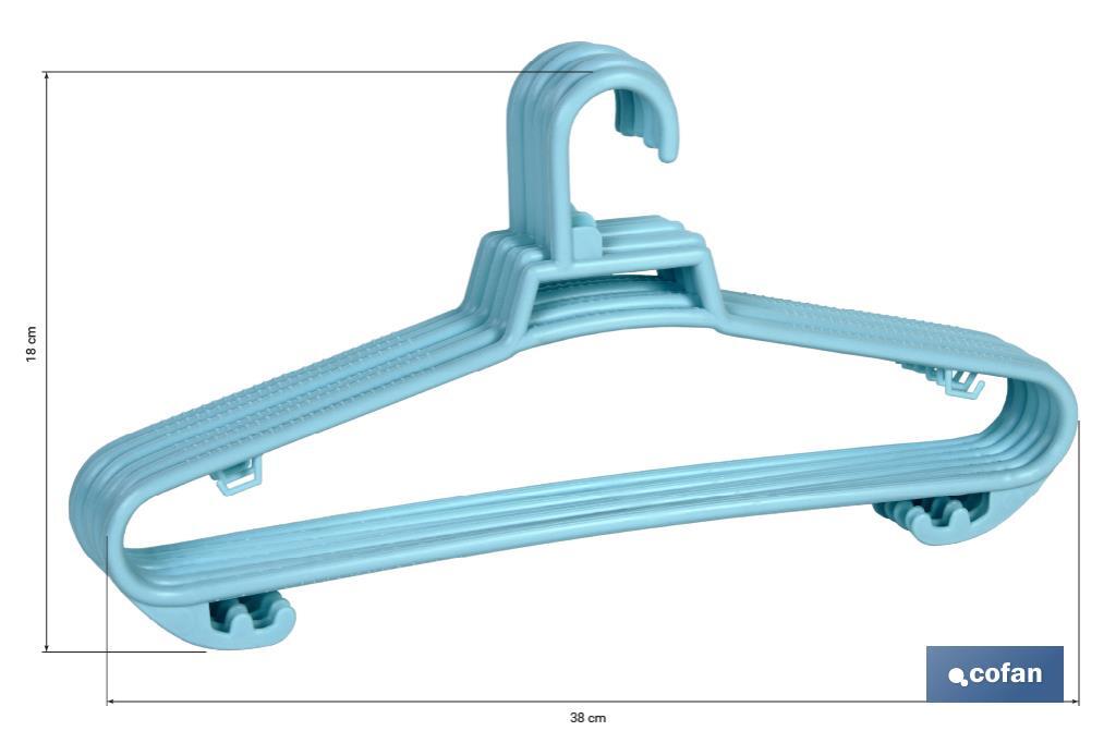 PACK DE 6 PERCHAS AZULES CLARO  38 X18 CM