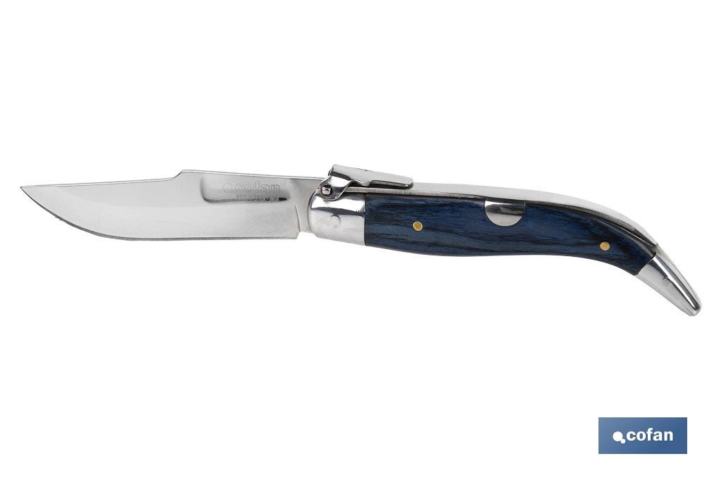 NAVAJA CLÁSICA DE TEJA CON 8 CM. DE HOJA COLOR AZUL