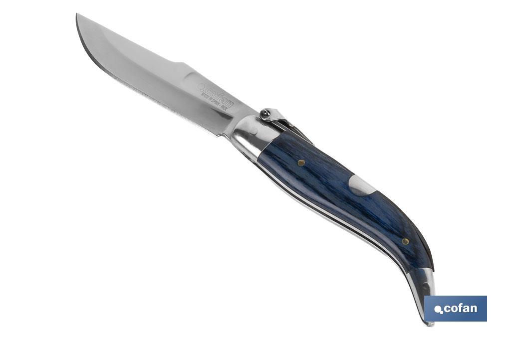 NAVAJA CLÁSICA DE TEJA CON 8 CM. DE HOJA COLOR AZUL