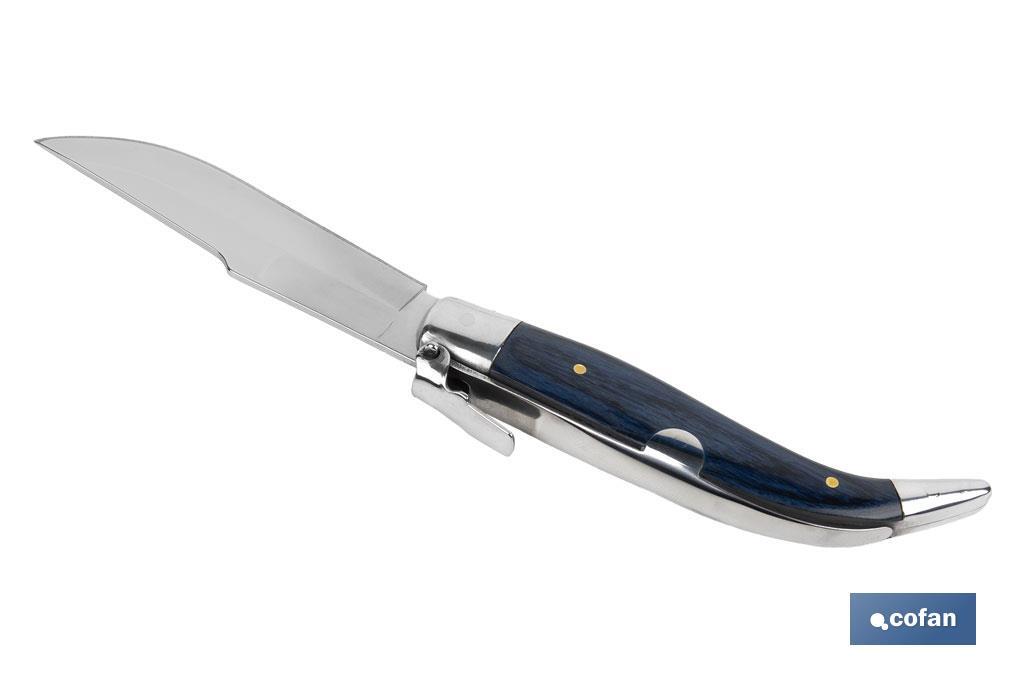 NAVAJA CLÁSICA DE TEJA CON 8 CM. DE HOJA COLOR AZUL