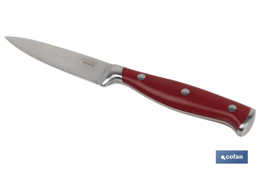 CUCHILLO PUNTILLA COCINERO HOJA 9cm MODELO AGUACEJO ROJO