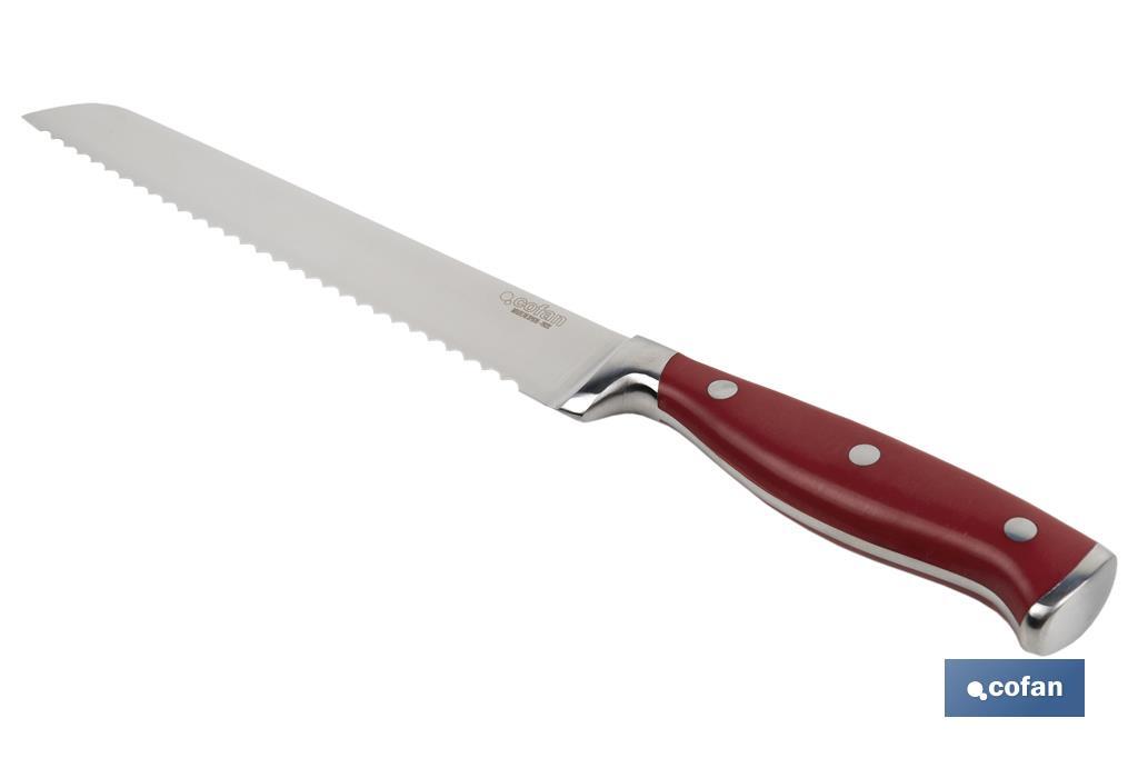CUCHILLO PANERO HOJA 21cm MODELO AGUACEJO ROJO