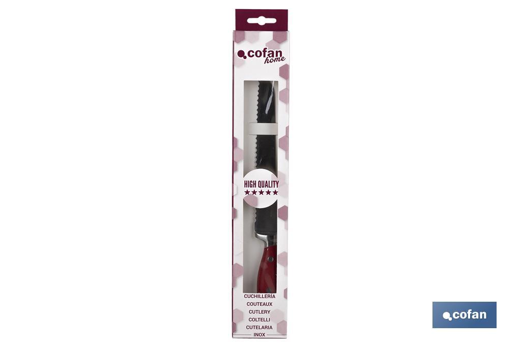 CUCHILLO PANERO HOJA 21cm MODELO AGUACEJO ROJO