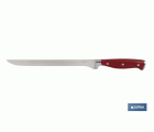 Cuchillo Jamonero  y Salmonero con forjado francés | En Color Rojo | Medida de la hoja de 25 cm
