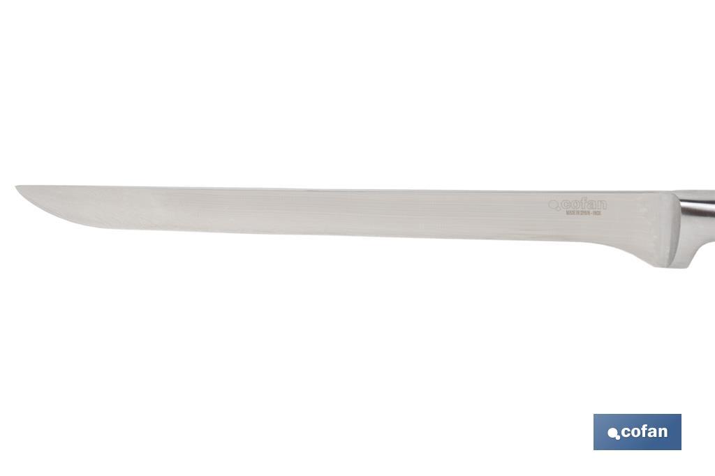 CUCHILLO JAMONERO/SALMONERO HOJA 25cm MODELO AGUACEJO ROJO