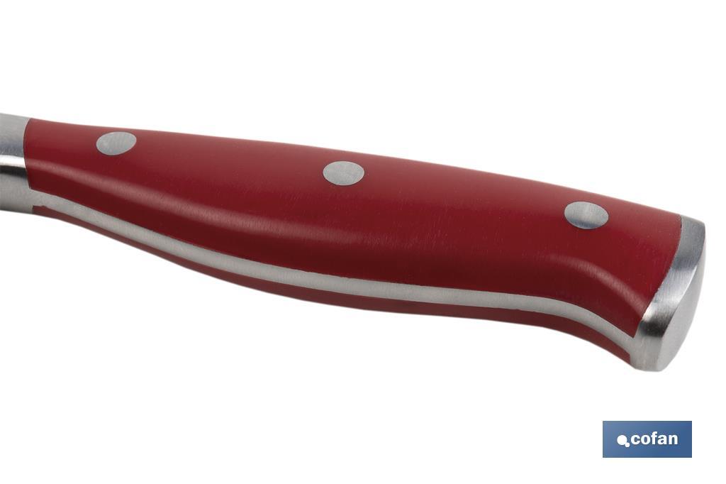 CUCHILLO JAMONERO/SALMONERO HOJA 25cm MODELO AGUACEJO ROJO