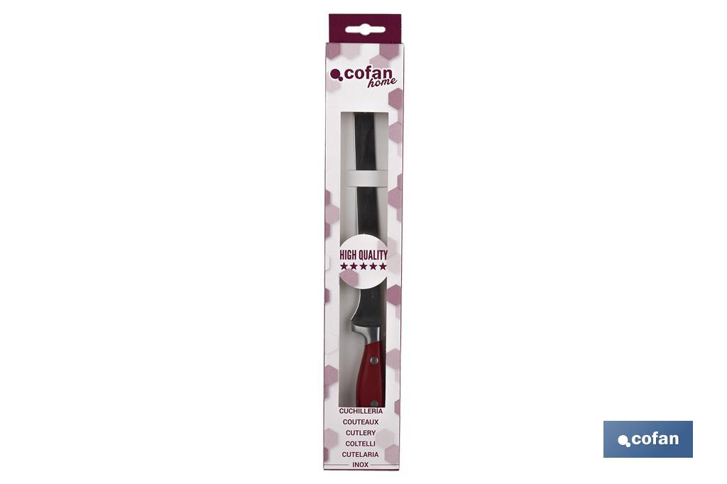 CUCHILLO JAMONERO/SALMONERO HOJA 25cm MODELO AGUACEJO ROJO