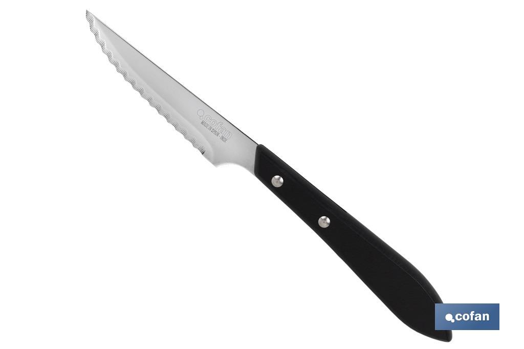 PACK 3 CUCHILLO CHULETERO MICRODENTADO HOJA 10cm  MODELO GULASH NEGRO