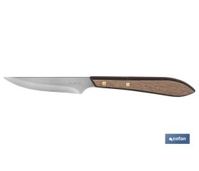 Pack de 3 Cuchillos Chuleteros | Hoja Filo Recto de 10 cm | Mango con efecto madera de Nogal