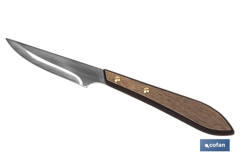 PACK 3 CUCHILLO DE MESA CON FILO HOJA 10cm  MODELO GULASH COLOR NOGAL