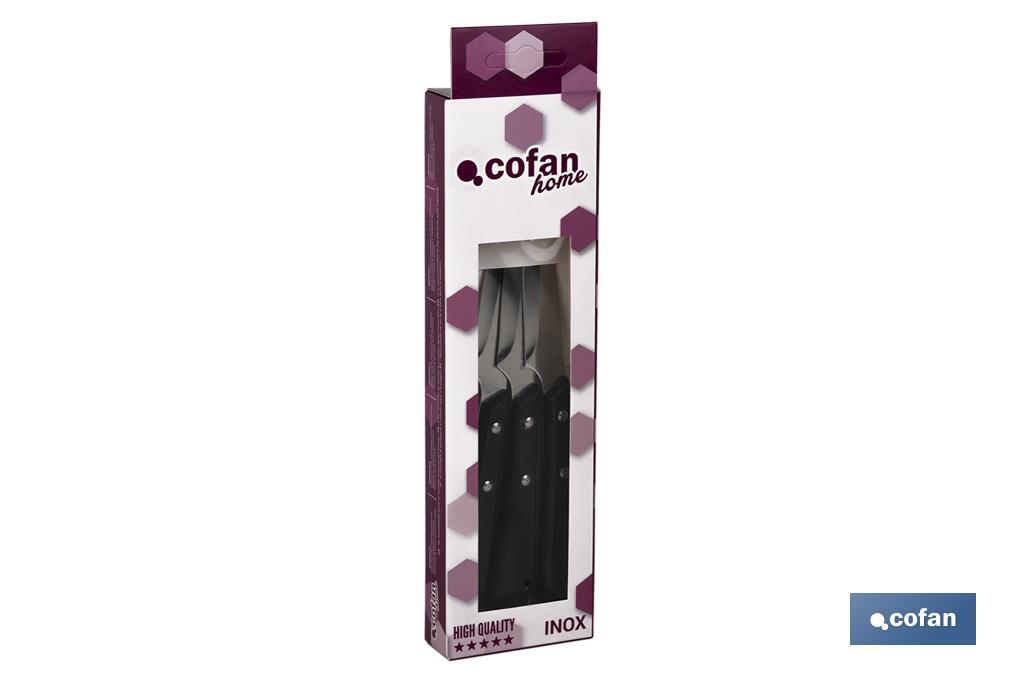 PACK 3 CUCHILLO DE MESA CON FILO HOJA 10cm  MODELO GULASH NEGRO