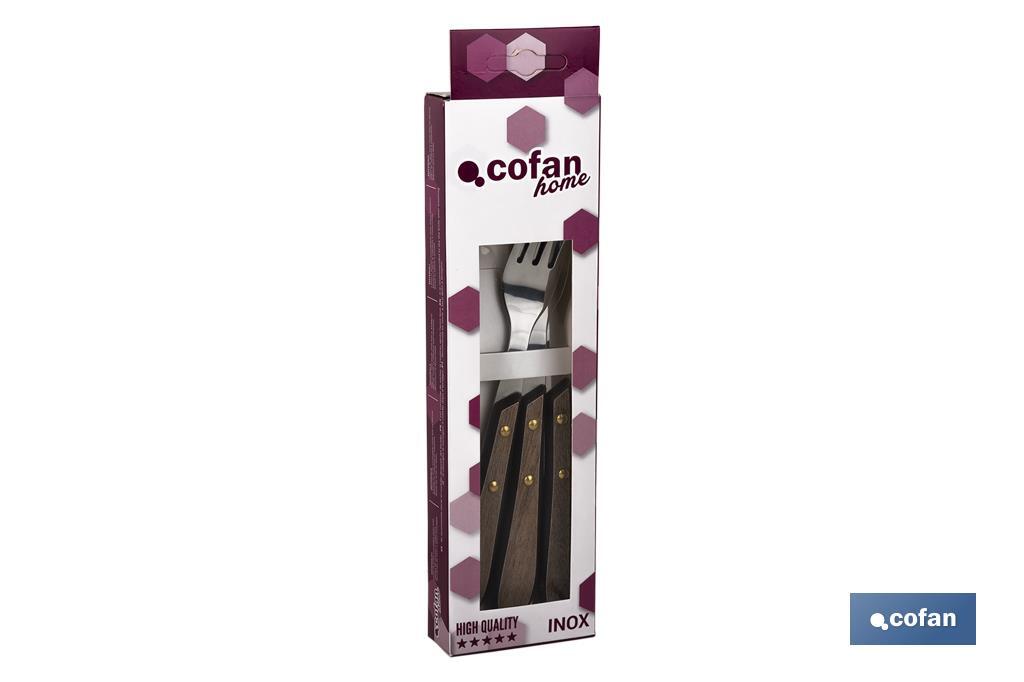 PACK 3 TENEDORES CHULETEROS MODELO GULASH COLOR NOGAL