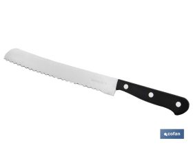 Cuchillo Panero | Modelo Saffron | Medida de 20 cm | Hoja de Acero Inox | Mango de Polioximetileno | Color Negro